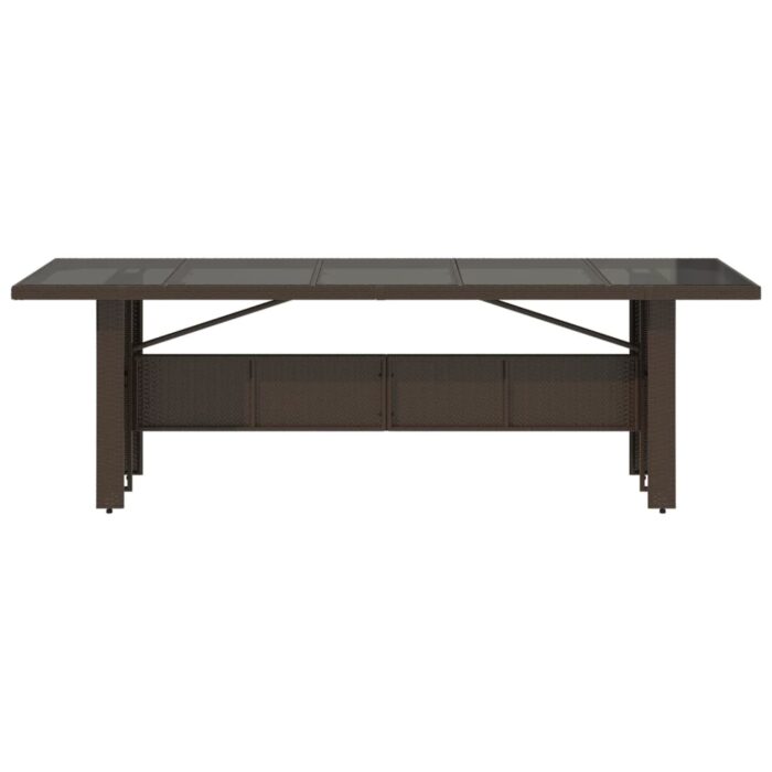 Table de jardin avec dessus en verre marron résine tressée – Image 2