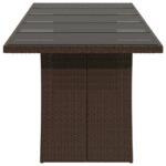 Table de jardin avec dessus en verre marron résine tressée – Image 3