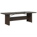 Table de jardin avec dessus en verre marron résine tressée – Image 4
