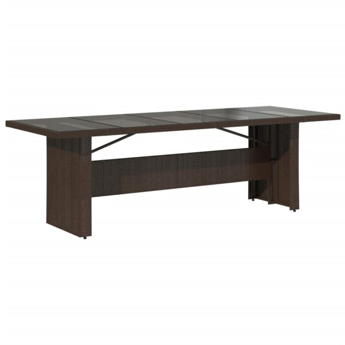 Table de jardin avec dessus en verre marron résine tressée – Image 4