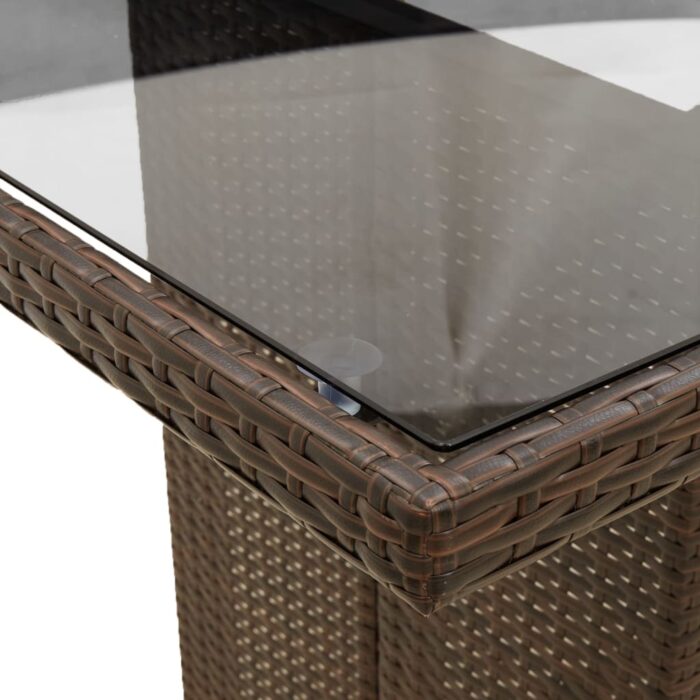 Table de jardin avec dessus en verre marron résine tressée – Image 7
