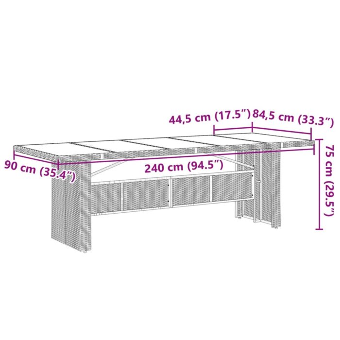 Table de jardin avec dessus en verre marron résine tressée – Image 9