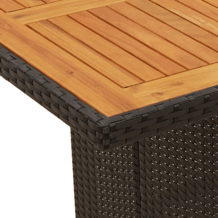 Table de jardin et dessus en bois d'acacia noir résine tressée – Image 6