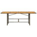 Table de jardin et dessus en bois d'acacia gris résine tressée – Image 2