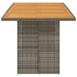 Table de jardin et dessus en bois d'acacia gris résine tressée – Image 3