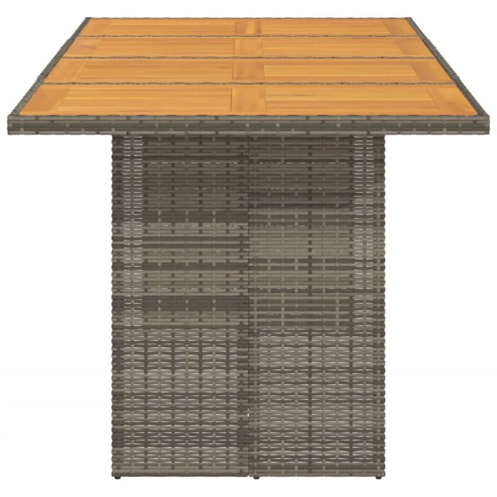Table de jardin et dessus en bois d'acacia gris résine tressée – Image 3