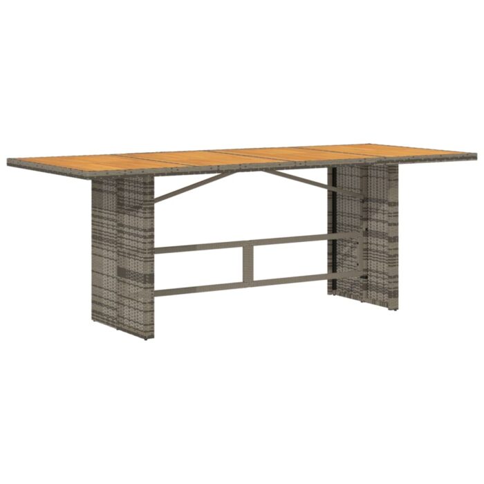 Table de jardin et dessus en bois d'acacia gris résine tressée – Image 4