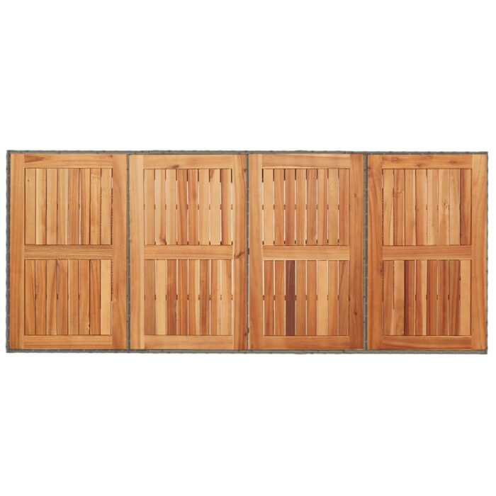 Table de jardin et dessus en bois d'acacia gris résine tressée – Image 5