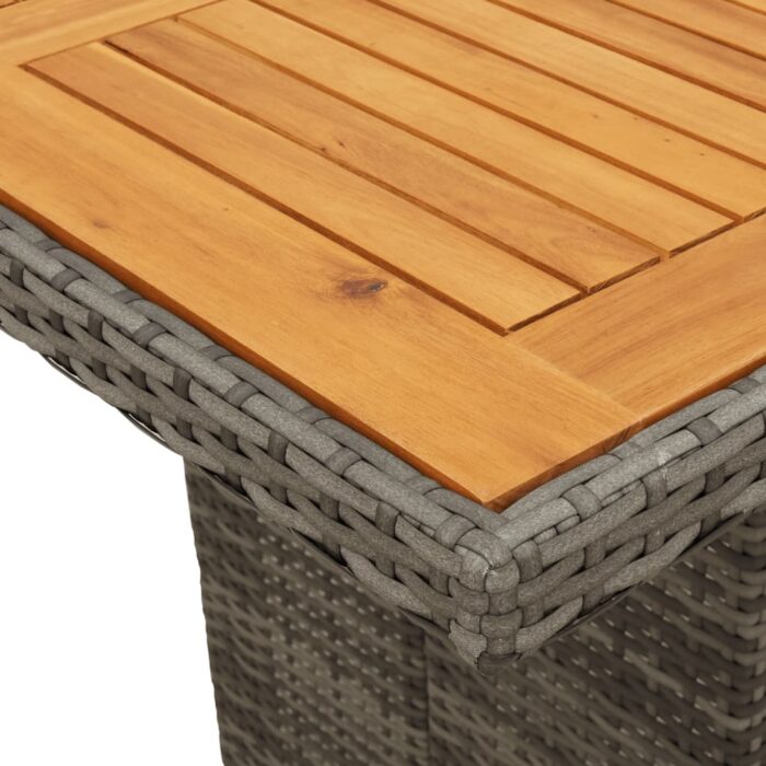 Table de jardin et dessus en bois d'acacia gris résine tressée – Image 6