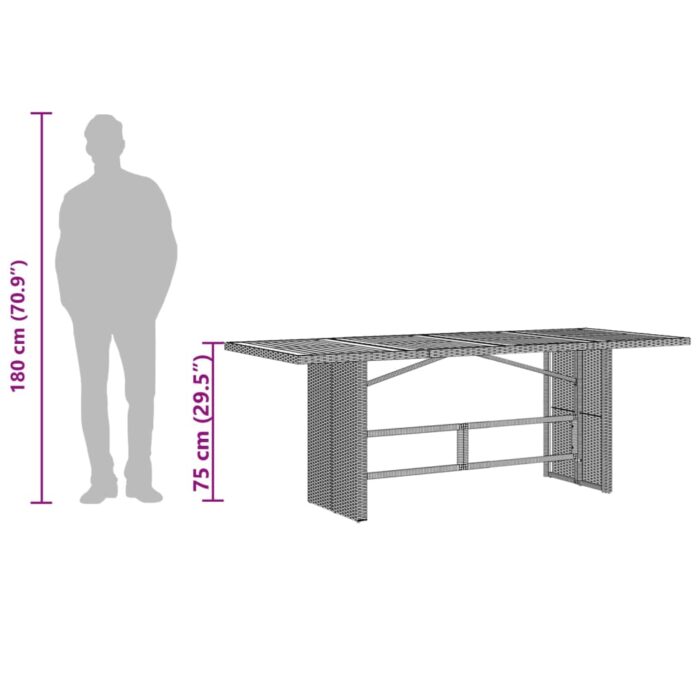 Table de jardin et dessus en bois d'acacia gris résine tressée – Image 8