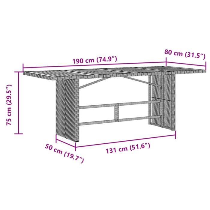 Table de jardin et dessus en bois d'acacia gris résine tressée – Image 9