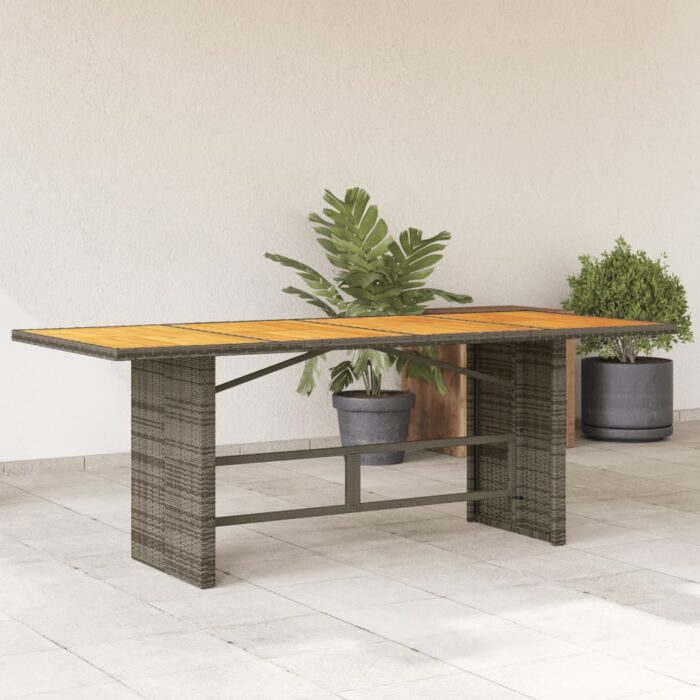 VXL8721012332980_m_en_hd_1.jpg Table de jardin et dessus en bois d'acacia gris résine tressée – Image 1