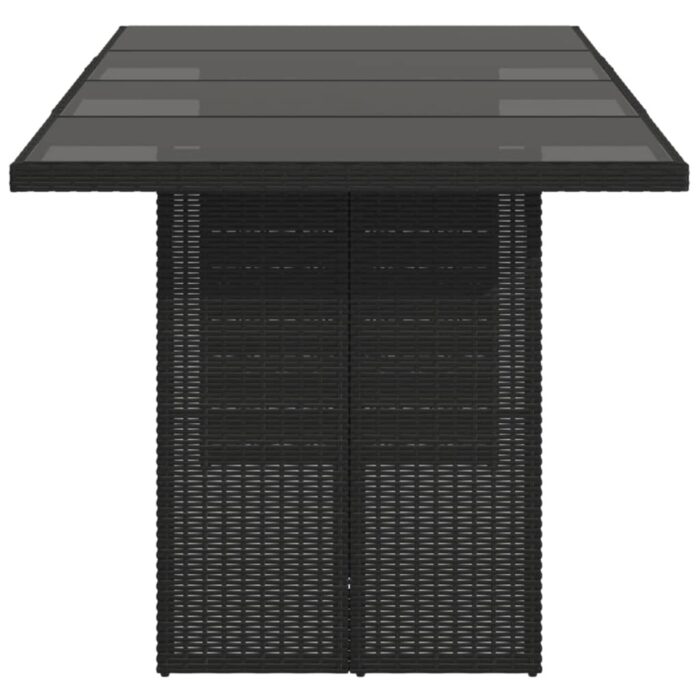 Table de jardin avec dessus en verre noir résine tressée – Image 3