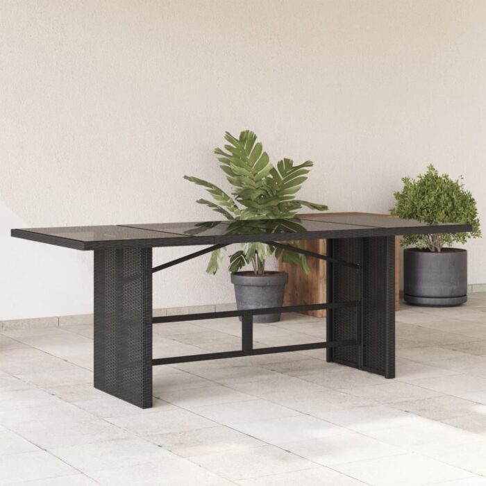 VXL8721012332997_m_en_hd_1.jpg Table de jardin avec dessus en verre noir résine tressée – Image 1