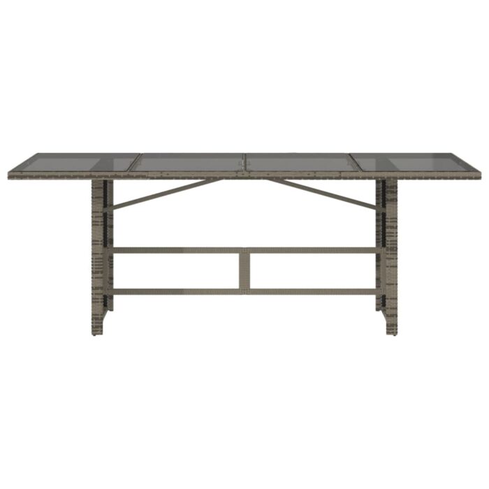 Table de jardin avec dessus en verre gris résine tressée – Image 2