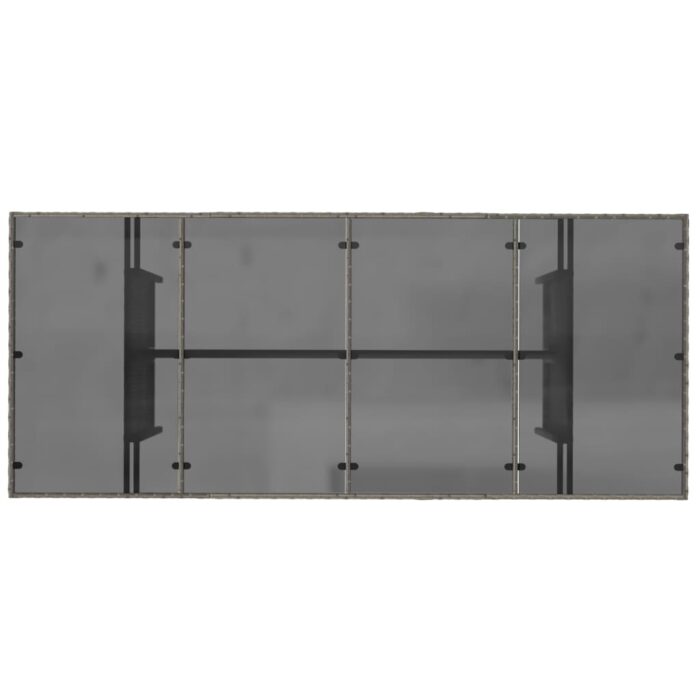 Table de jardin avec dessus en verre gris résine tressée – Image 5