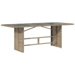 Table de jardin avec dessus en verre beige résine tressée – Image 4