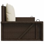 Balancelle avec coussins marron 119x56x48 cm résine tressée – Image 3