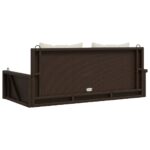 Balancelle avec coussins marron 119x56x48 cm résine tressée – Image 4