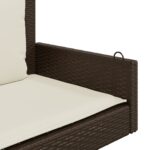 Balancelle avec coussins marron 119x56x48 cm résine tressée – Image 5