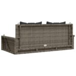 Balancelle avec coussins gris 119x56x48 cm résine tressée – Image 4