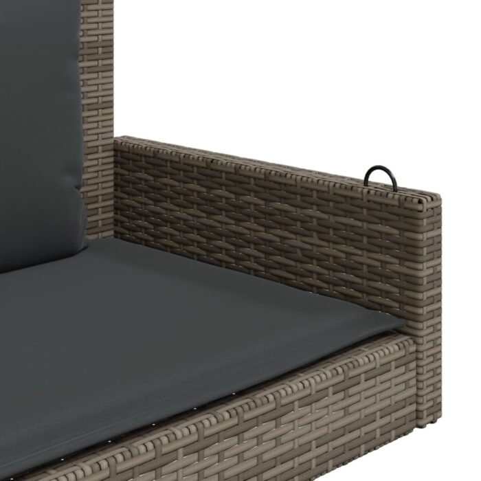 Balancelle avec coussins gris 119x56x48 cm résine tressée – Image 5
