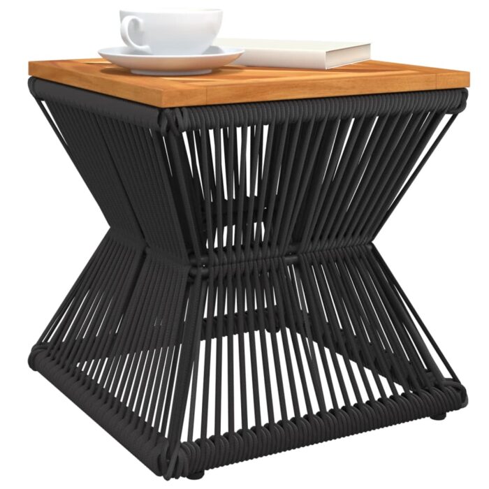 Table basse avec base en fil de fer noir bois d'acacia massif – Image 2