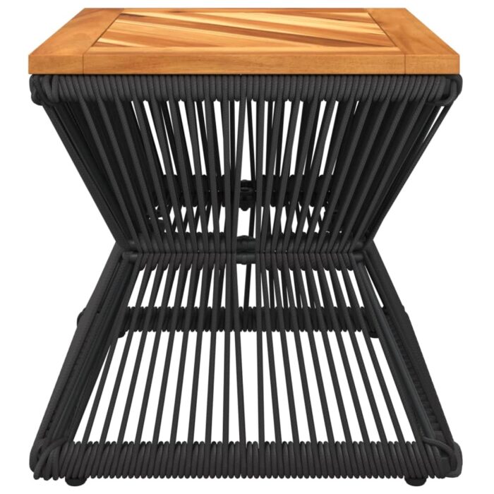 Table basse avec base en fil de fer noir bois d'acacia massif – Image 3