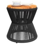 Table basse avec base en fil de fer noir bois d'acacia massif – Image 2