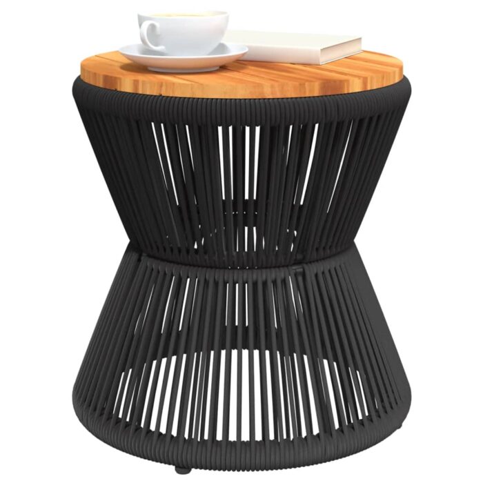 Table basse avec base en fil de fer noir bois d'acacia massif – Image 2