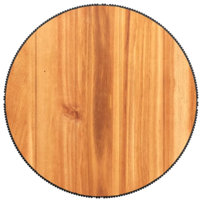 Table basse avec base en fil de fer noir bois d'acacia massif – Image 6