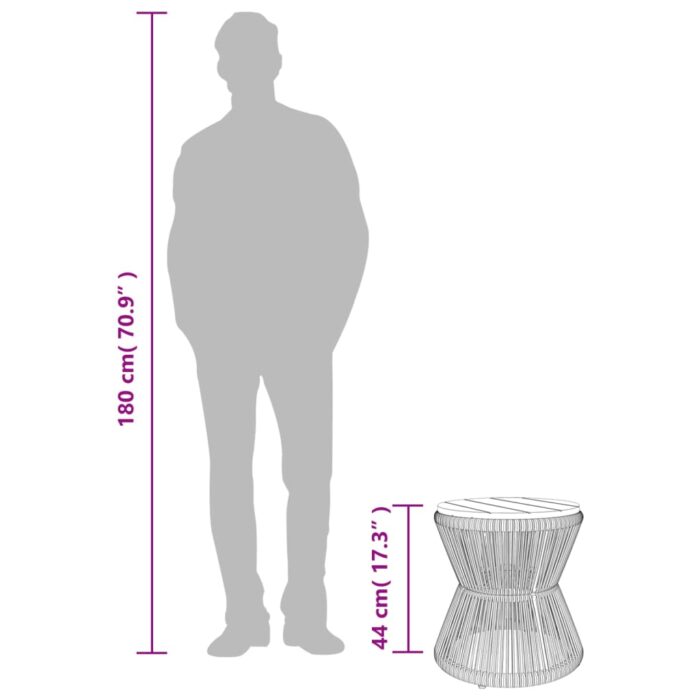 Table basse avec base en fil de fer noir bois d'acacia massif – Image 8
