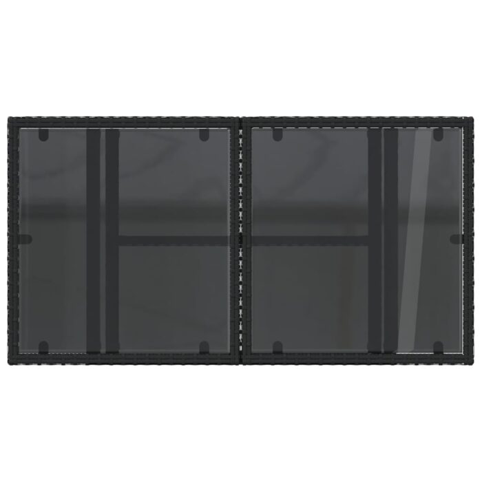 Table de jardin dessus en verre noir 100x55x73cm résine tressée – Image 7