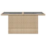 Table de jardin dessus en verre beige 100x55x73 cm poly rotin – Image 3