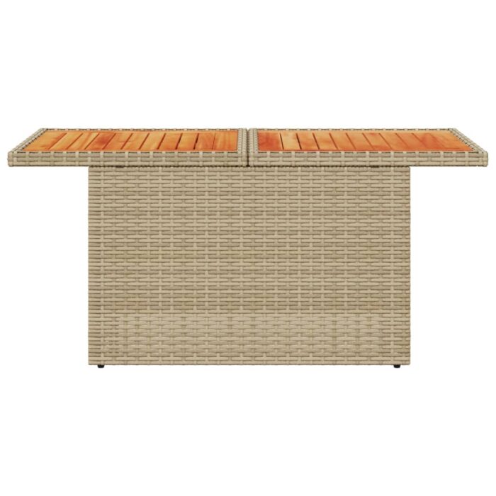 Table de jardin beige 100x55x73cm résine tressée et bois acacia – Image 3