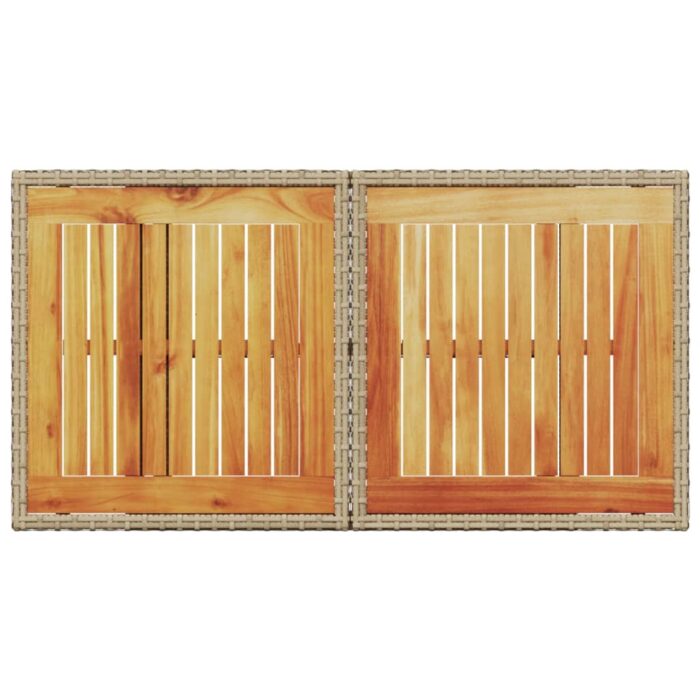 Table de jardin beige 100x55x73cm résine tressée et bois acacia – Image 5