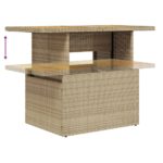 Table de jardin beige 100x55x73cm résine tressée et bois acacia – Image 6