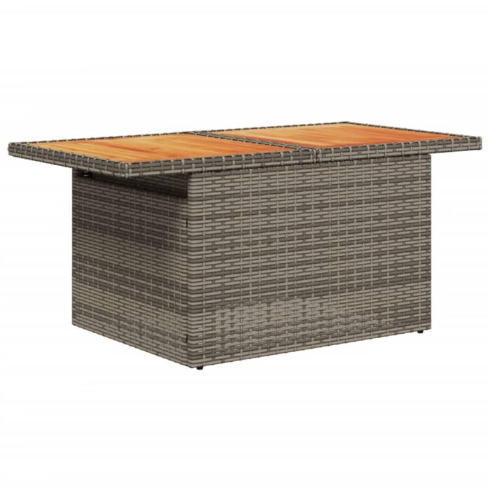 Table de jardin gris 100x55x73 cm résine tressée et bois acacia – Image 2