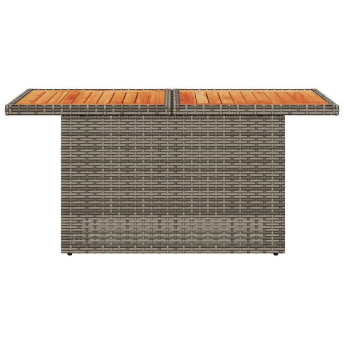 Table de jardin gris 100x55x73 cm résine tressée et bois acacia – Image 3