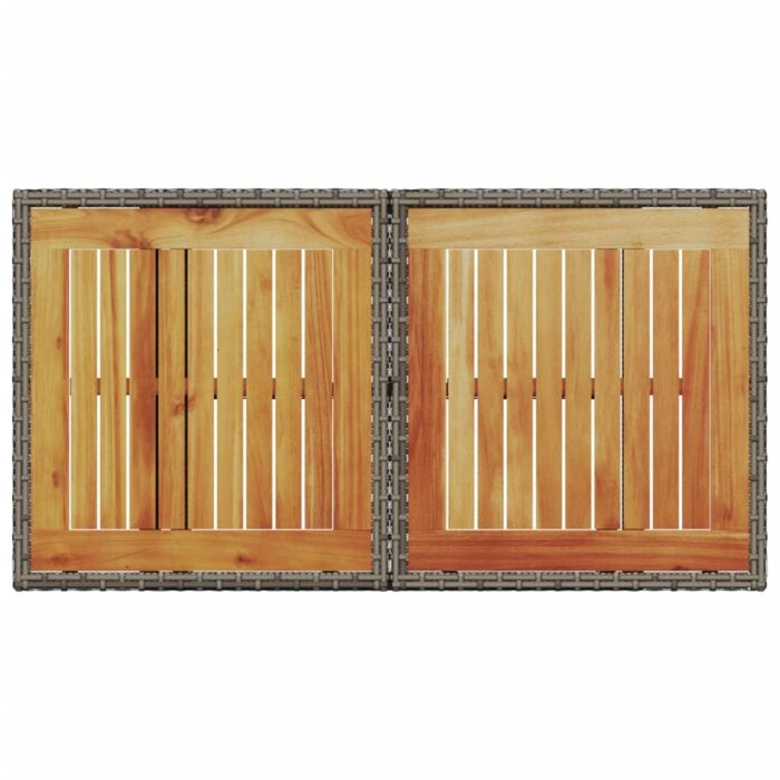 Table de jardin gris 100x55x73 cm résine tressée et bois acacia – Image 5