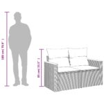Canapé de jardin 2 places avec coussins gris résine tressée – Image 6