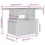 Table de jardin dessus en verre gris clair 100x55x73 cm rotin – Image 12
