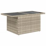 Table de jardin dessus en verre gris clair 100x55x73 cm rotin – Image 2