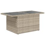 Table de jardin dessus en verre gris clair 100x55x73 cm rotin – Image 5