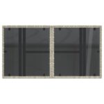 Table de jardin dessus en verre gris clair 100x55x73 cm rotin – Image 7