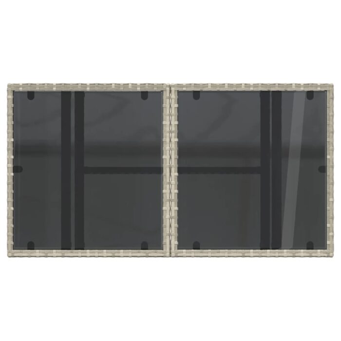 Table de jardin dessus en verre gris clair 100x55x73 cm rotin – Image 7