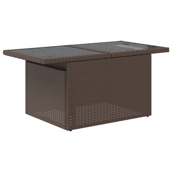Table de jardin dessus en verre marron 100x55x73 cm poly rotin – Image 2