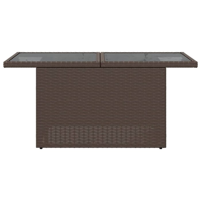 Table de jardin dessus en verre marron 100x55x73 cm poly rotin – Image 3