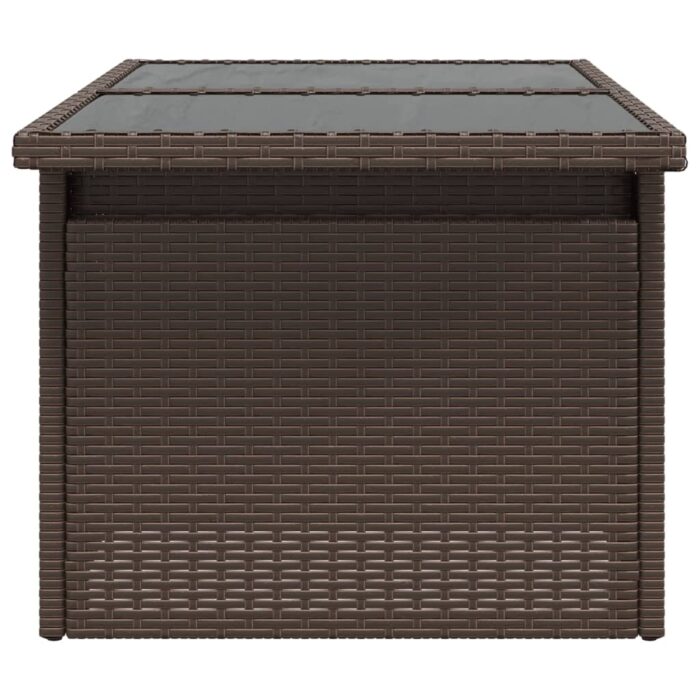 Table de jardin dessus en verre marron 100x55x73 cm poly rotin – Image 4