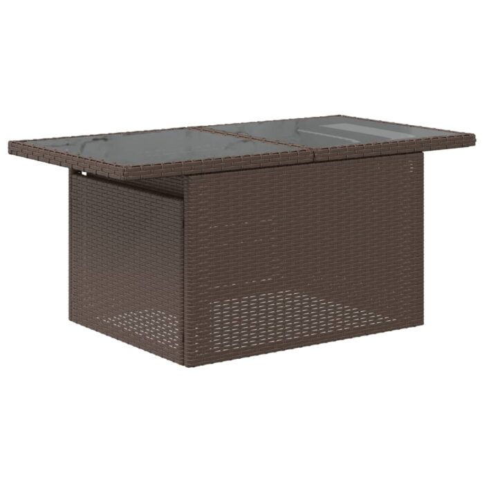 Table de jardin dessus en verre marron 100x55x73 cm poly rotin – Image 5